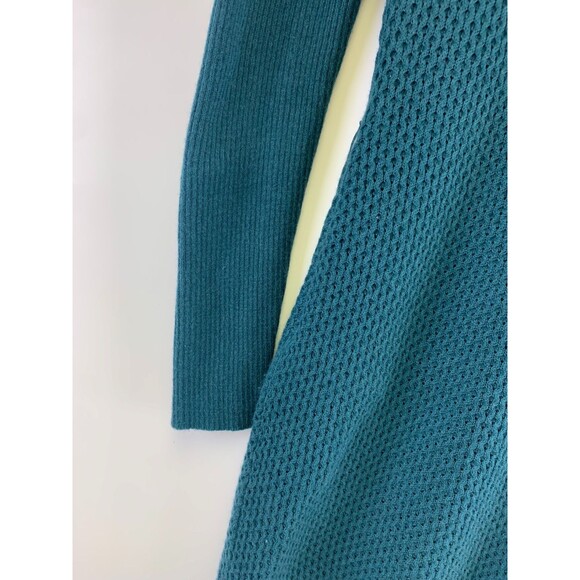 Title Nine Woolicious Waffle Sweater Dress Long Sleeve Knee Teal Crew Neck Small - Picture 3 of 16